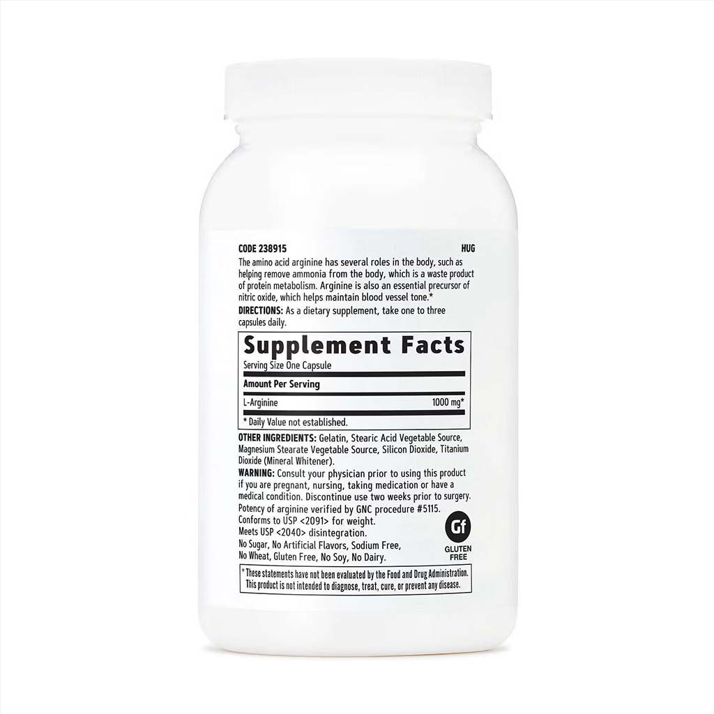 GNC L-Arginine 1000mg 90ct Supplement Facts