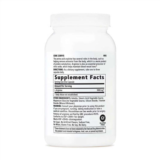 GNC L-Arginine 1000mg 90ct Supplement Facts