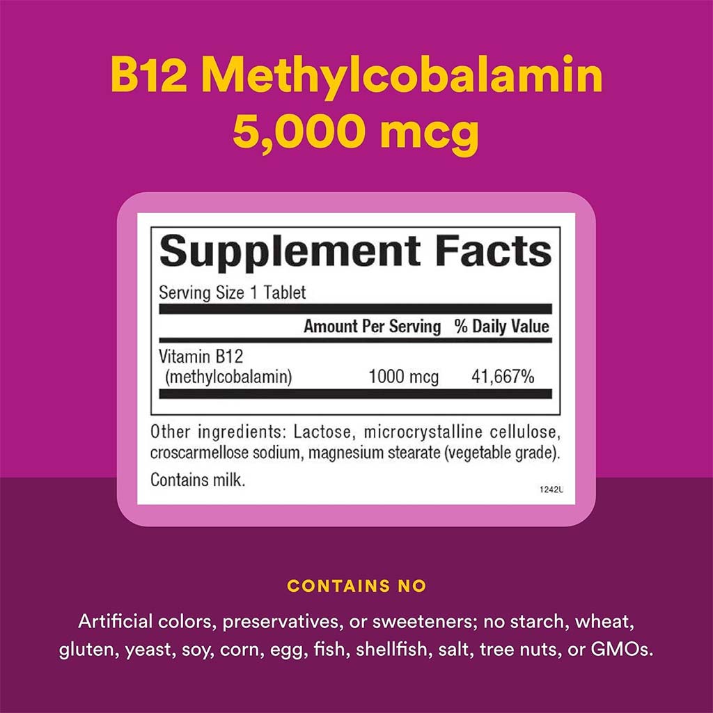 Natural Factors B12 Methylcobalamin Supplement Facts