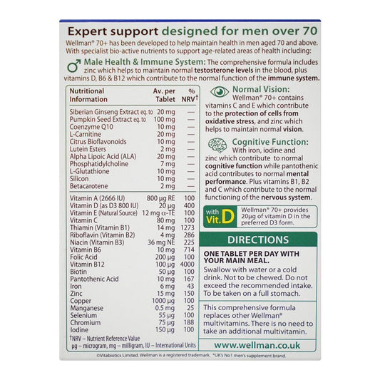 Vitabiotics Wellman 70 plus 30 Tablets in Pakistan